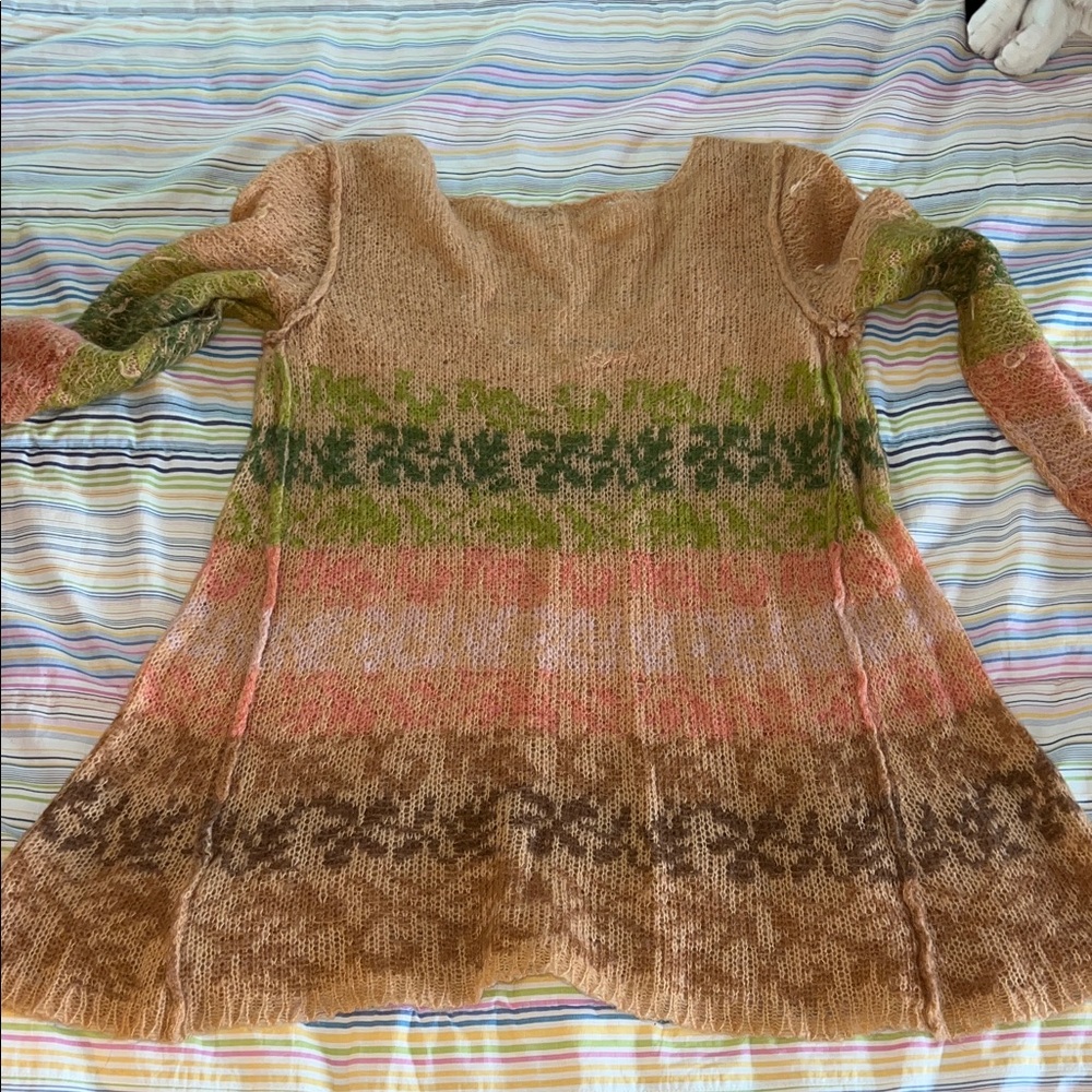 Free People Alpaca‎ Blend Earthy Tones Trapeze Knit Sweater S/P - Picture 9 of 13